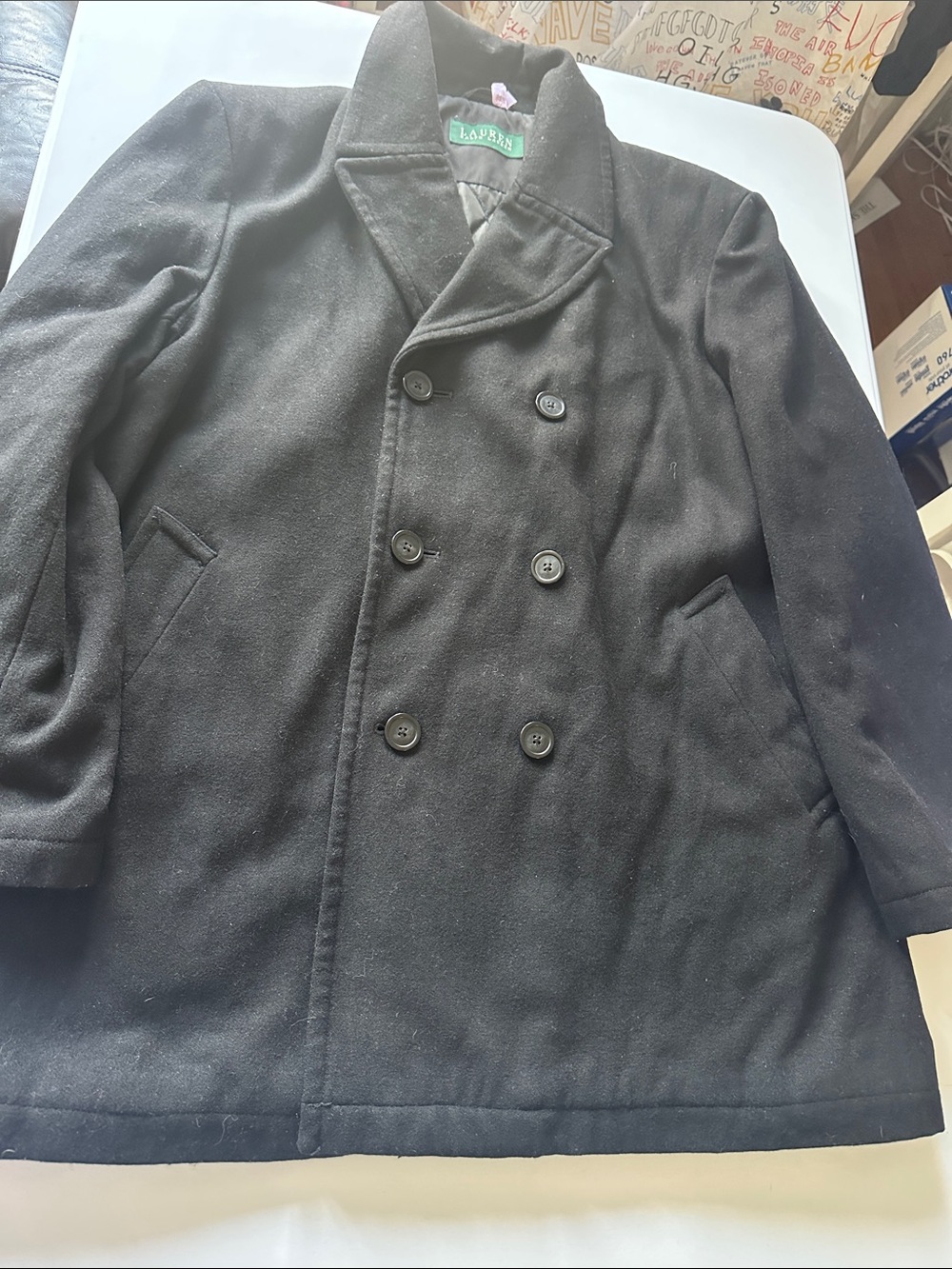 Ralph Lauren Men's Black Wool blend Coat